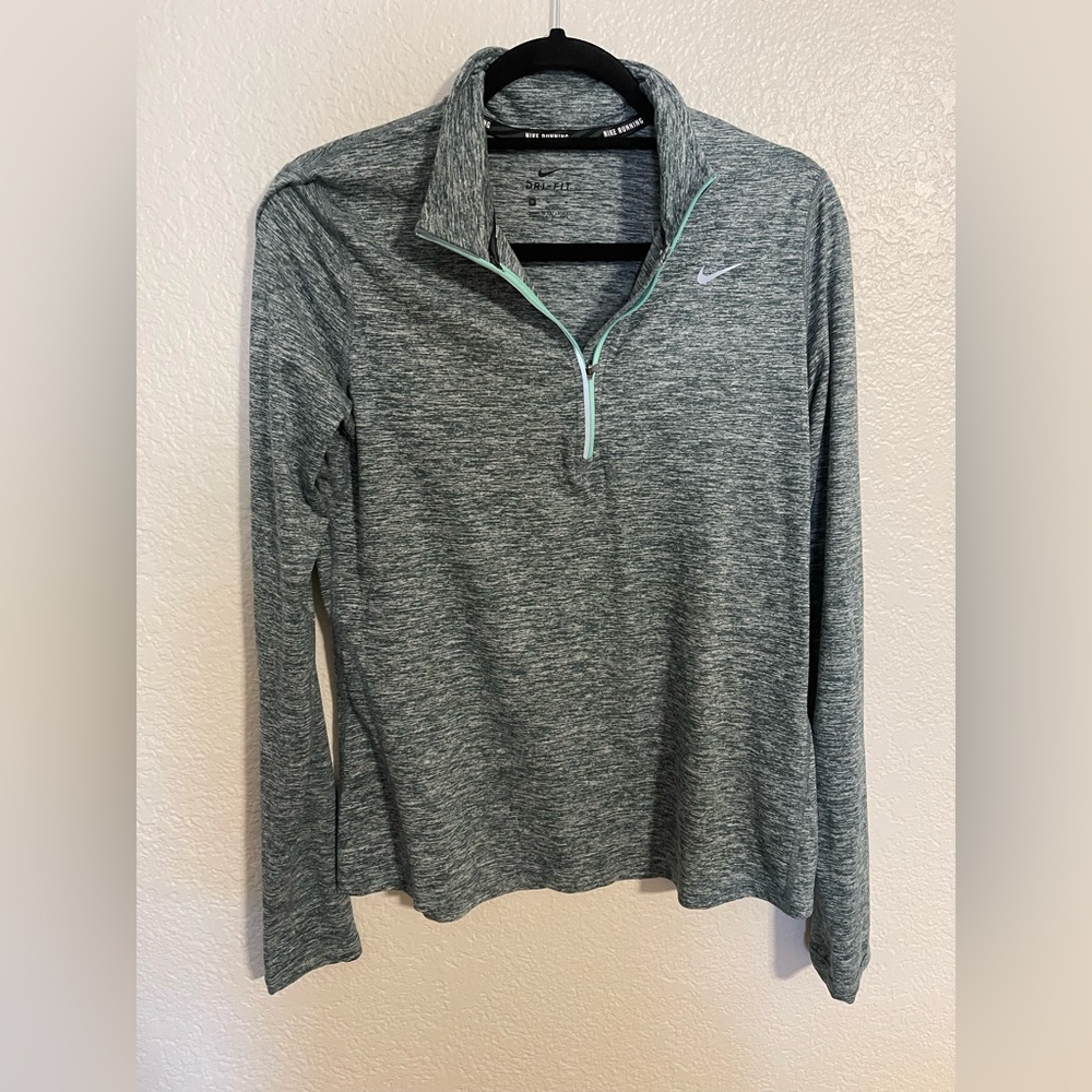 Nike Dri-FIT Heathered Green Half Zip Running Top